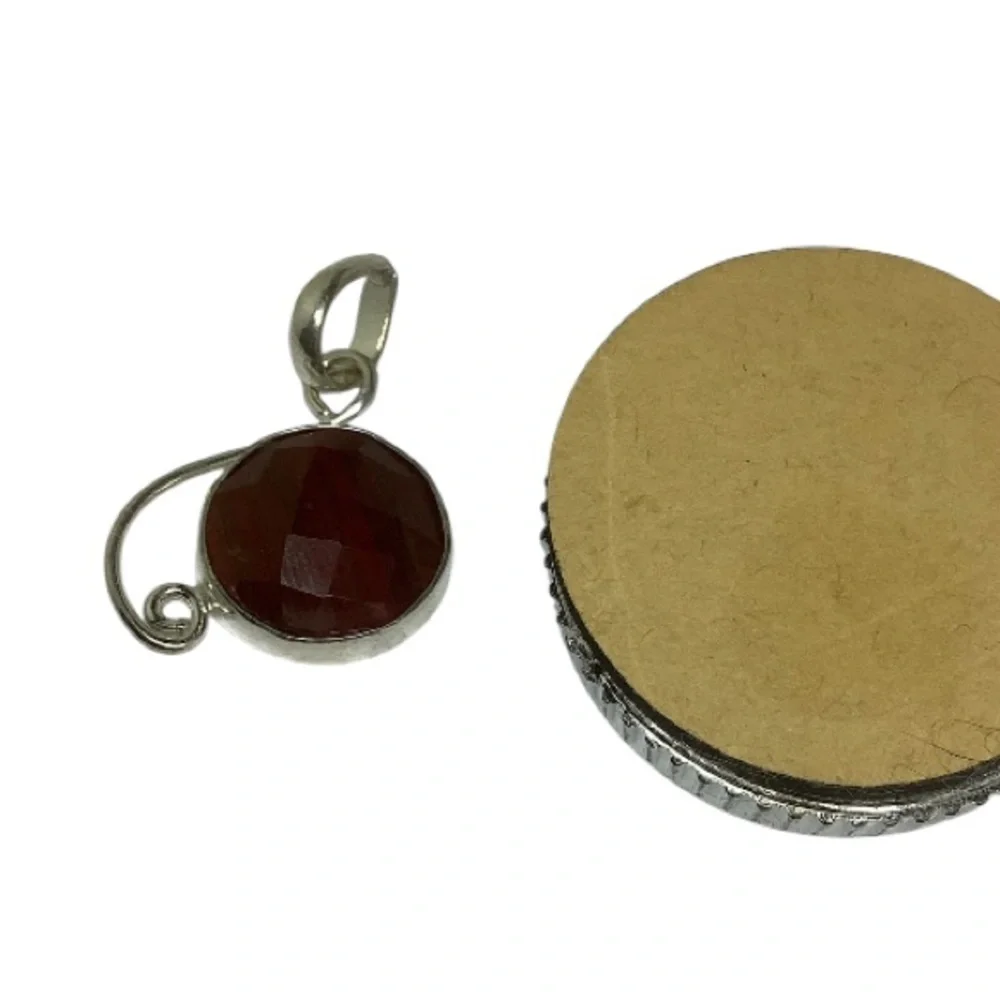 Silver Pendant with 1” Red Gemstone